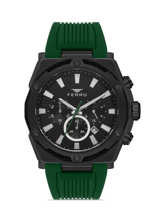 Yesil Silikon Kordon ERKEK Kol Saati FM31396D-ZJ Fonksiyonları Aktif Su Geçirmez Hediye Paketli